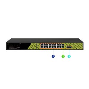 Genata GNT-ES320RS2-P L2 Lite Cloud Managed Gigabit PoE Switch with 16 PoE Ports, 2 Uplink & 2 SFP